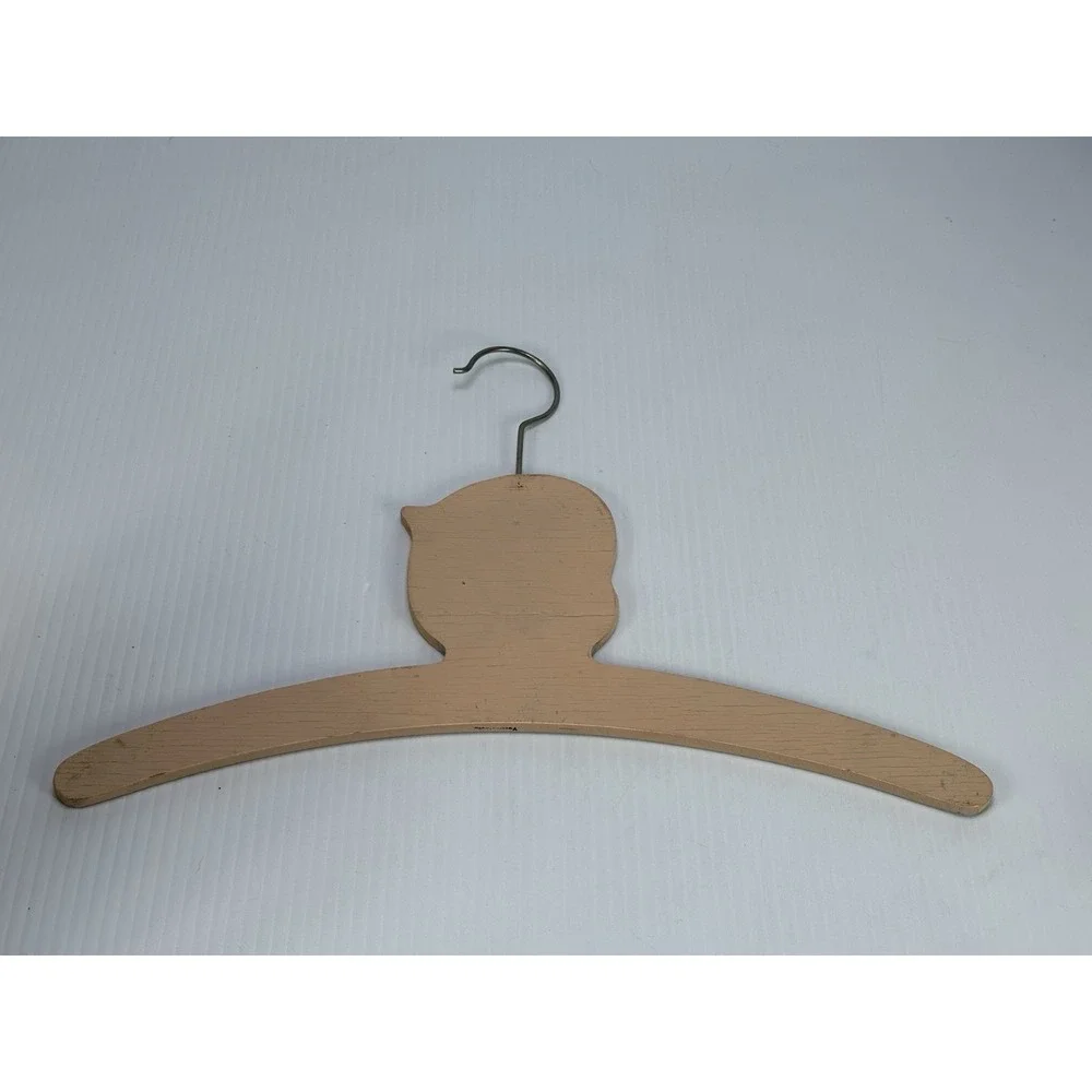 Vintage Wood Wooden Childs Clothes Hanger 1940s Painted Girl Ribbon Yogoslavia